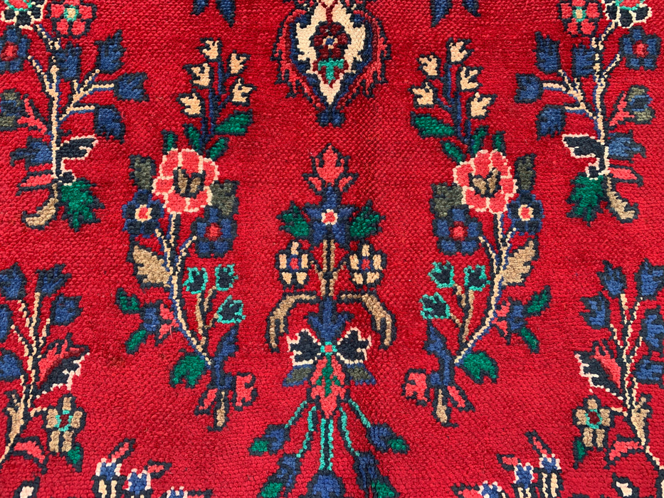 Handmade Persian Wool Area Rug 7x10 - Red, Navy & Ivory Floral Medallion Persian Style Rug - Exact Size 9'9" x 6'9" - KBHM-709