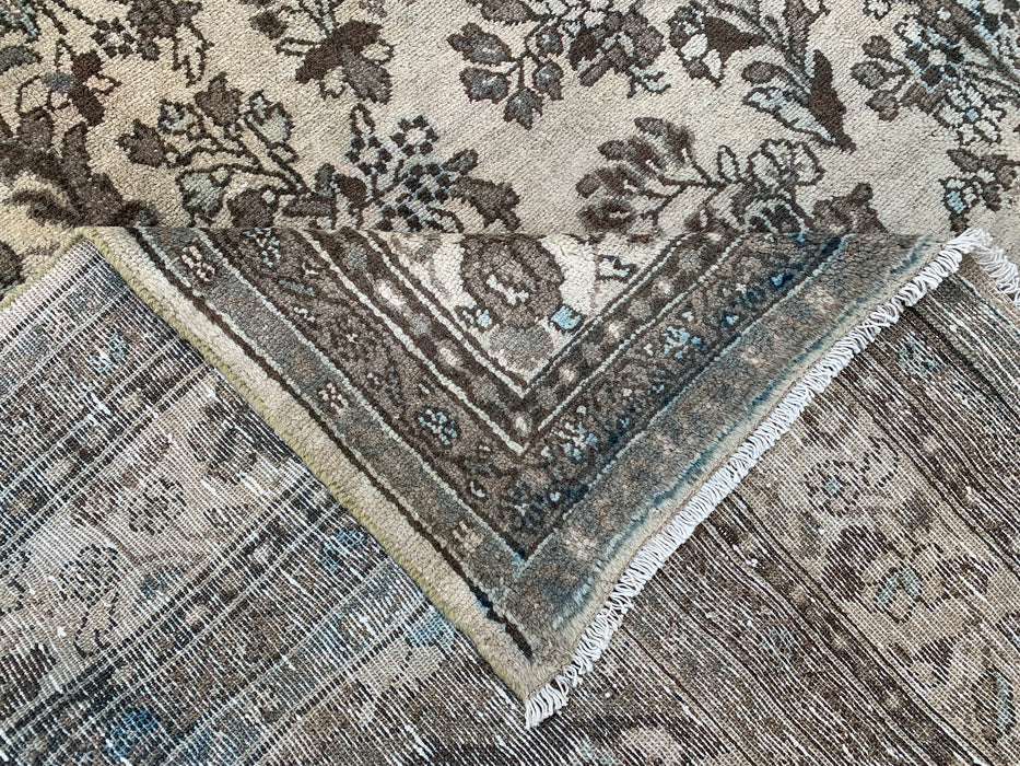 11'11" x 8'8" Hand-Knotted Persian Wool Rug – Beige, Brown & Soft Blue Floral Medallion Design – KBHM-711