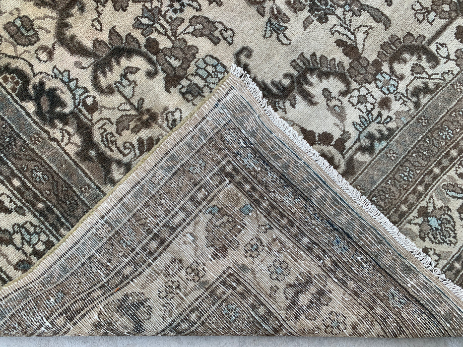 11'11" x 8'8" Hand-Knotted Persian Wool Rug – Beige, Brown & Soft Blue Floral Medallion Design – KBHM-711