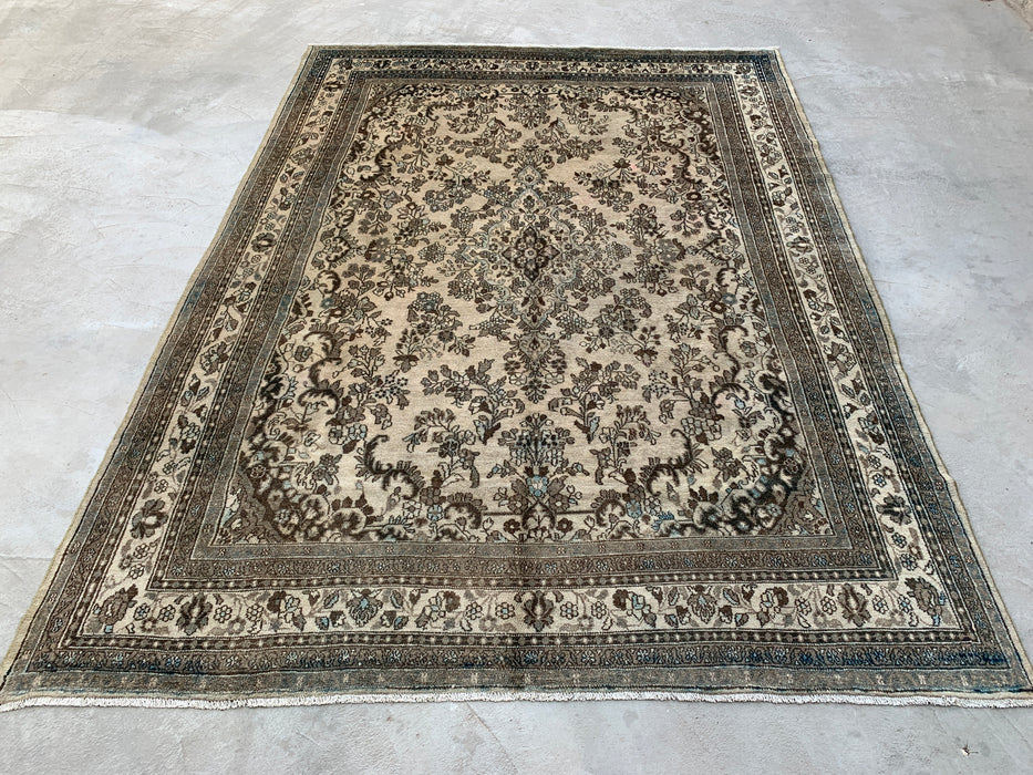 11'11" x 8'8" Hand-Knotted Persian Wool Rug – Beige, Brown & Soft Blue Floral Medallion Design – KBHM-711
