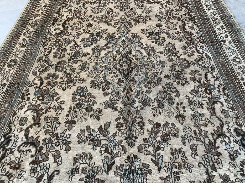 11'11" x 8'8" Hand-Knotted Persian Wool Rug – Beige, Brown & Soft Blue Floral Medallion Design – KBHM-711