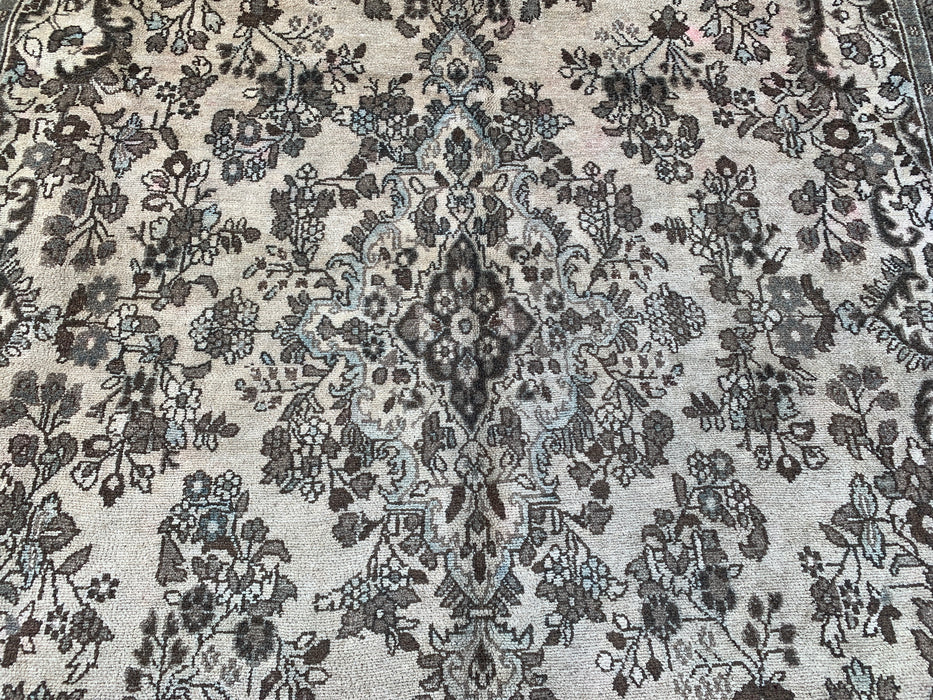 11'11" x 8'8" Hand-Knotted Persian Wool Rug – Beige, Brown & Soft Blue Floral Medallion Design – KBHM-711