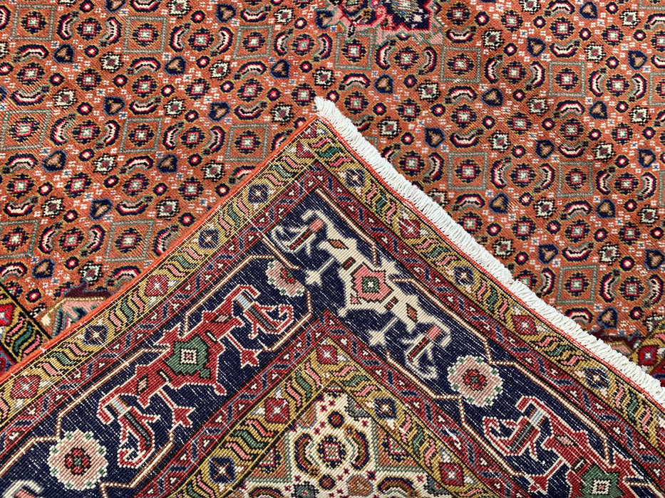 Handmade Persian Wool Area Rug 7x10 - Rose, Navy & Ivory Vintage Medallion Persian Style Rug - Exact Size 9'9" x 6'6" - KBHM-713