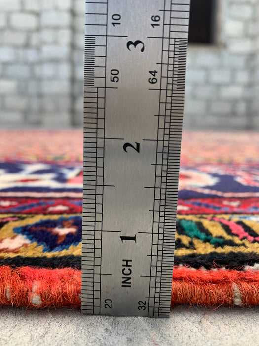 Handmade Persian Wool Area Rug 7x10 - Rose, Navy & Ivory Vintage Medallion Persian Style Rug - Exact Size 9'9" x 6'6" - KBHM-713