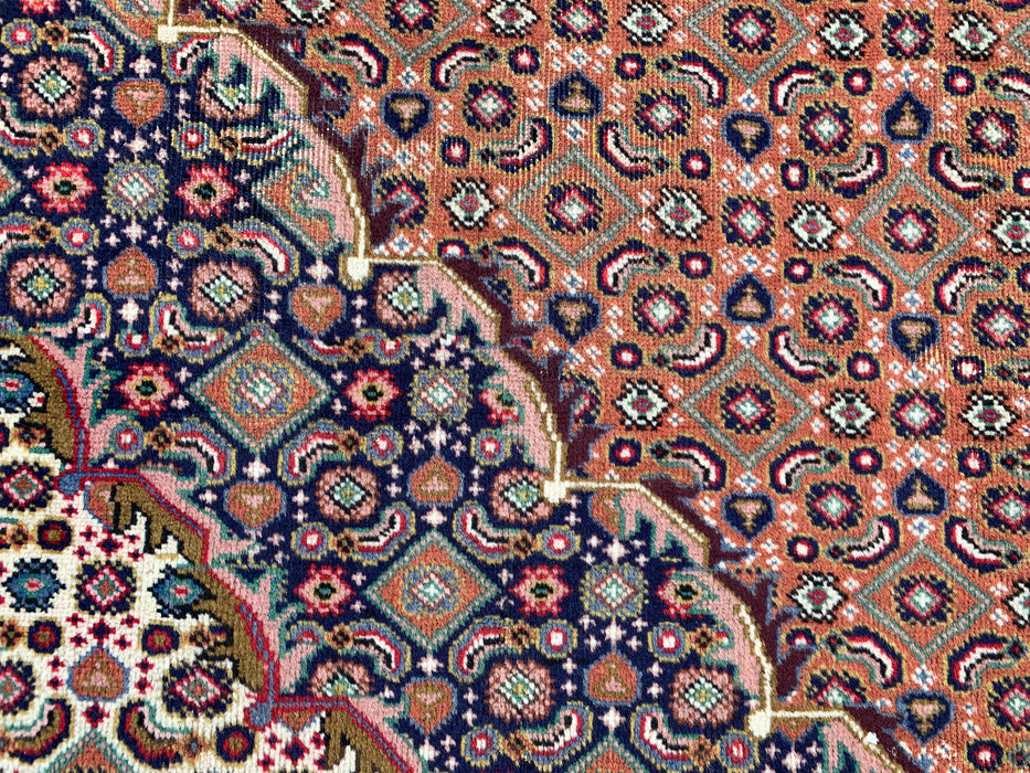 Handmade Persian Wool Area Rug 7x10 - Rose, Navy & Ivory Vintage Medallion Persian Style Rug - Exact Size 9'9" x 6'6" - KBHM-713