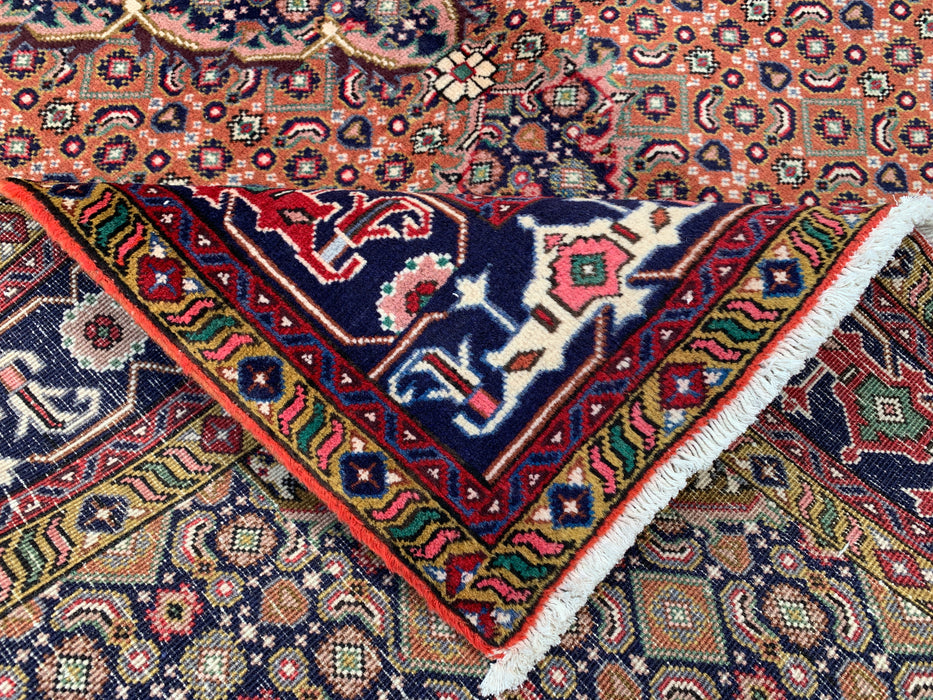 Handmade Persian Wool Area Rug 7x10 - Rose, Navy & Ivory Vintage Medallion Persian Style Rug - Exact Size 9'9" x 6'6" - KBHM-713
