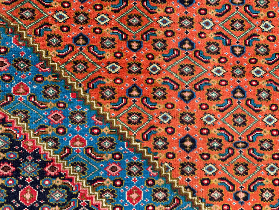 Handmade Persian Wool Area Rug 7x10 - Rose, Blue & Brown Medallion Persian Style Rug - Exact Size 10'2" x 6'5" - KBHM-714