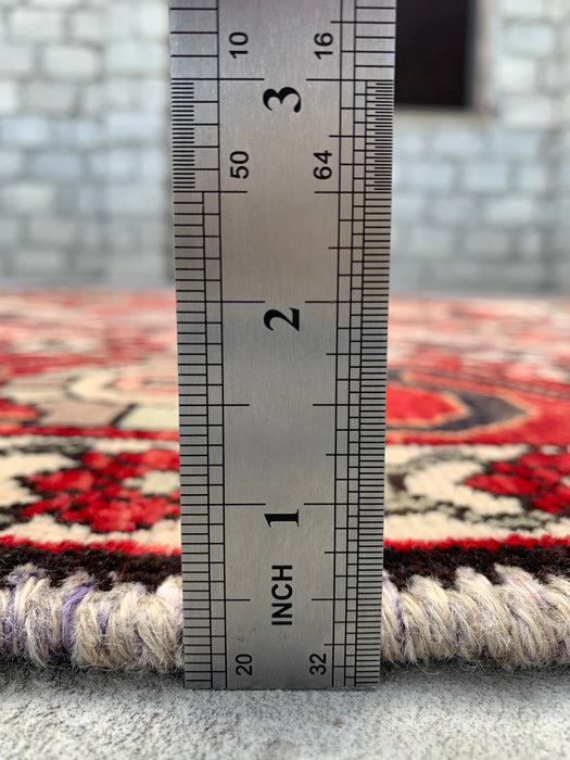 Handmade Persian Wool Area Rug 7x10 - Red, Ivory & Navy Tribal Medallion Persian Style Rug - Exact Size 9'8" x 7'0" - KBHM-715