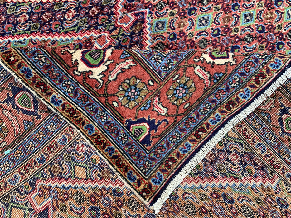 Handmade Persian Wool Area Rug 7x10 - Rose, Blue & Ivory Vintage Medallion Persian Style Rug - Exact Size 9'5" x 6'4" - KBHM-721