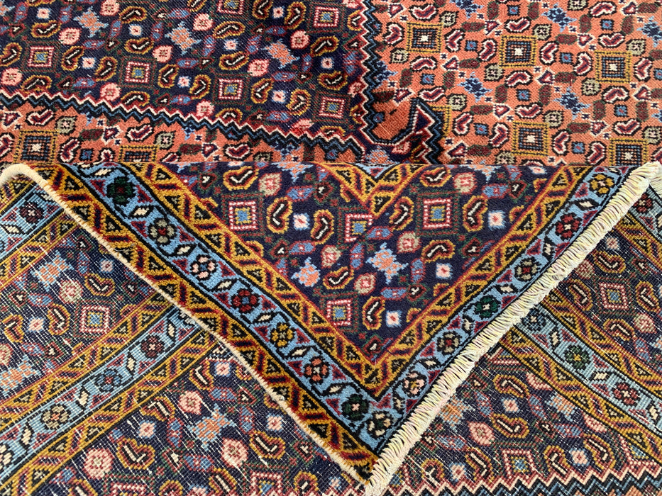 Handmade Persian Wool Area Rug 7x10 - Rose, Navy & Ivory Vintage Medallion Persian Style Rug - Exact Size 9'6" x 6'4" - KBHM-724