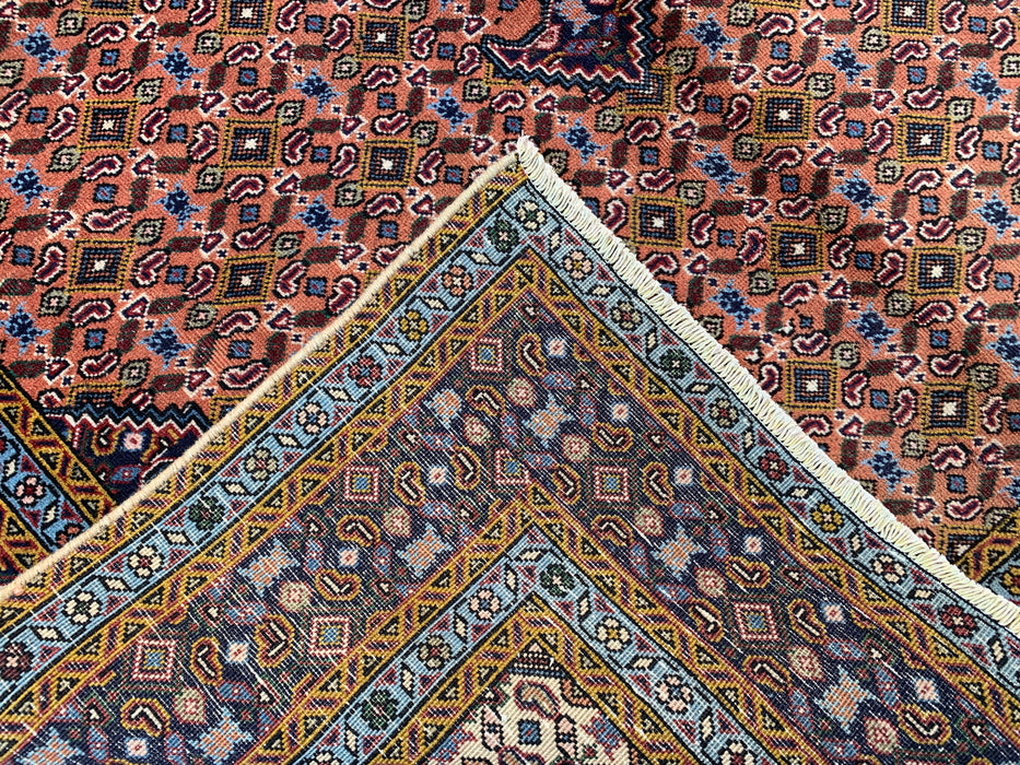 Handmade Persian Wool Area Rug 7x10 - Rose, Navy & Ivory Vintage Medallion Persian Style Rug - Exact Size 9'6" x 6'4" - KBHM-724
