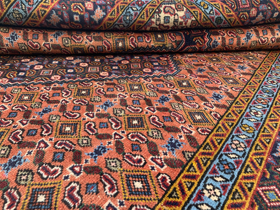 Handmade Persian Wool Area Rug 7x10 - Rose, Navy & Ivory Vintage Medallion Persian Style Rug - Exact Size 9'6" x 6'4" - KBHM-724