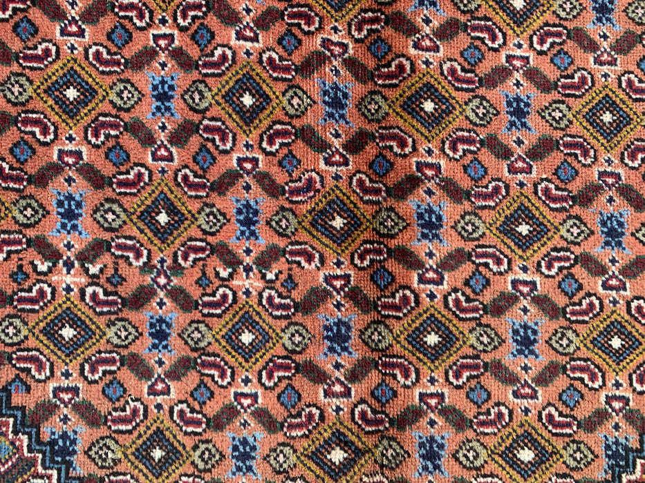 Handmade Persian Wool Area Rug 7x10 - Rose, Navy & Ivory Vintage Medallion Persian Style Rug - Exact Size 9'6" x 6'4" - KBHM-724