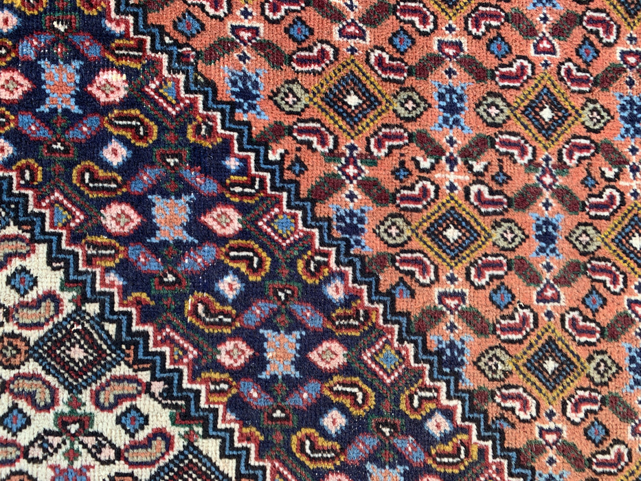 Handmade Persian Wool Area Rug 7x10 - Rose, Navy & Ivory Vintage Medallion Persian Style Rug - Exact Size 9'6" x 6'4" - KBHM-724