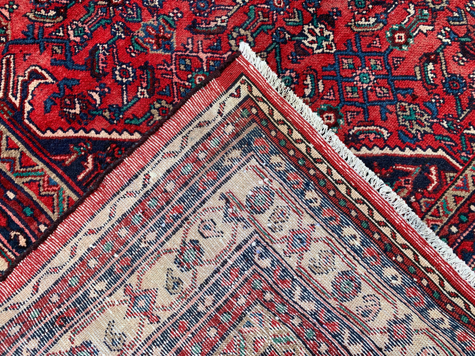 12'2" x 8'6" Hand-Knotted Persian Wool Rug – Red, Navy & Ivory Tribal Medallion Design – KBHM-727