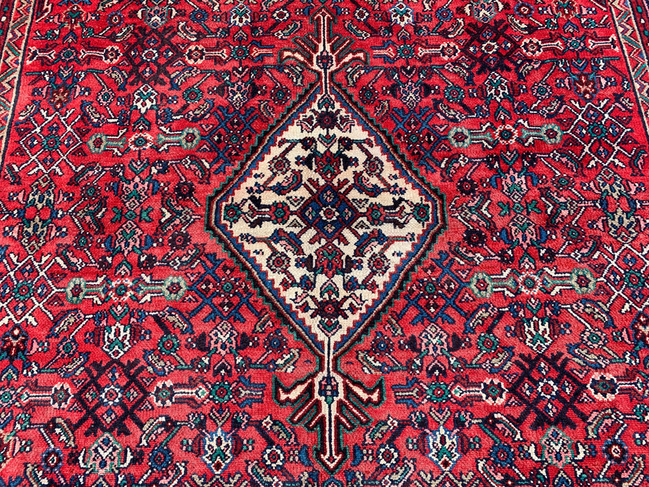 12'2" x 8'6" Hand-Knotted Persian Wool Rug – Red, Navy & Ivory Tribal Medallion Design – KBHM-727