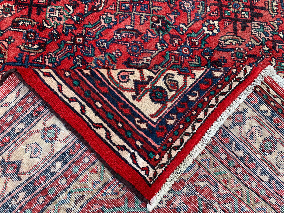 12'2" x 8'6" Hand-Knotted Persian Wool Rug – Red, Navy & Ivory Tribal Medallion Design – KBHM-727