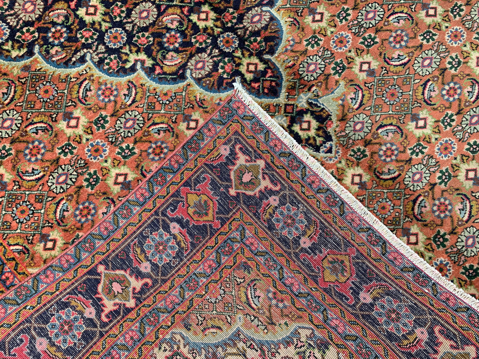 Handmade Persian Wool Area Rug 7x10 - Rose, Navy & Ivory Floral Medallion Persian Style Rug - Exact Size 9'3" x 6'2" - KBHM-730