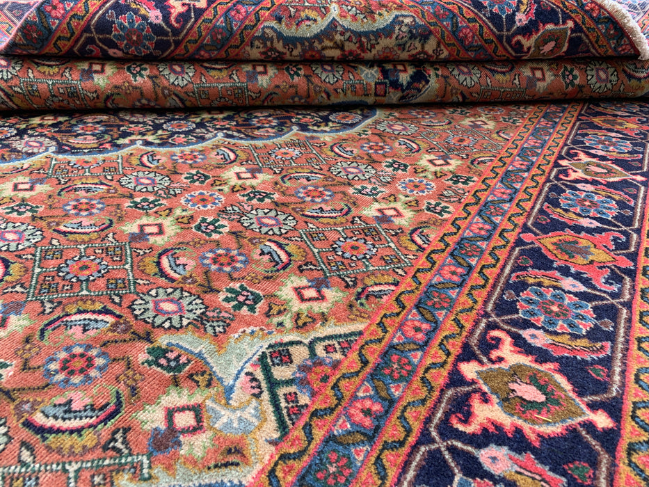Handmade Persian Wool Area Rug 7x10 - Rose, Navy & Ivory Floral Medallion Persian Style Rug - Exact Size 9'3" x 6'2" - KBHM-730