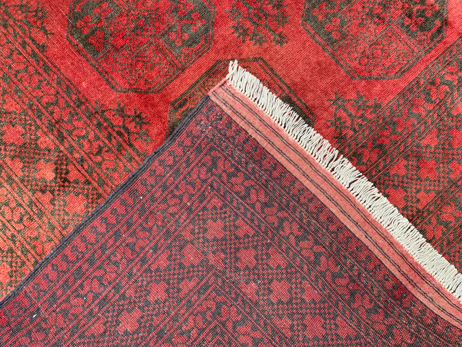 Handmade Persian Wool Area Rug 7x10 - Red & Black Tribal Geometric Medallion Persian Style Rug - Exact Size 9'2" x 6'6" - KBHM-731