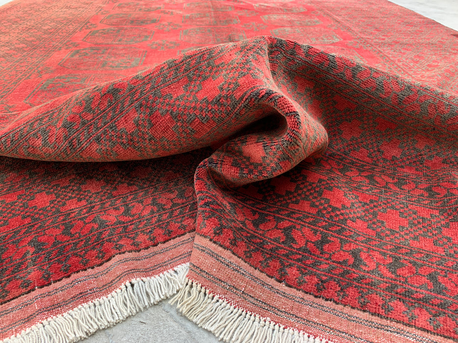 Handmade Persian Wool Area Rug 7x10 - Red & Black Tribal Geometric Medallion Persian Style Rug - Exact Size 9'2" x 6'6" - KBHM-731