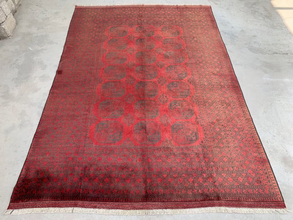 Handmade Persian Wool Area Rug 7x10 - Red & Black Tribal Geometric Medallion Persian Style Rug - Exact Size 9'2" x 6'6" - KBHM-731