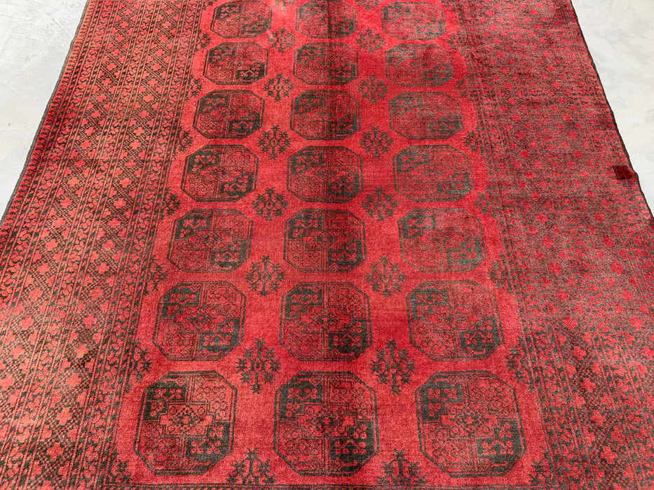 Handmade Persian Wool Area Rug 7x10 - Red & Black Tribal Geometric Medallion Persian Style Rug - Exact Size 9'2" x 6'6" - KBHM-731