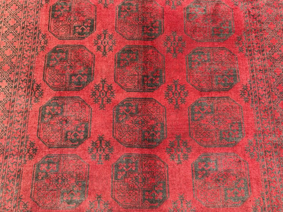 Handmade Persian Wool Area Rug 7x10 - Red & Black Tribal Geometric Medallion Persian Style Rug - Exact Size 9'2" x 6'6" - KBHM-731