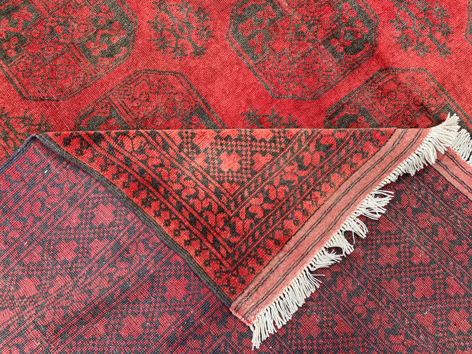 Handmade Persian Wool Area Rug 7x10 - Red & Black Tribal Geometric Medallion Persian Style Rug - Exact Size 9'2" x 6'6" - KBHM-731
