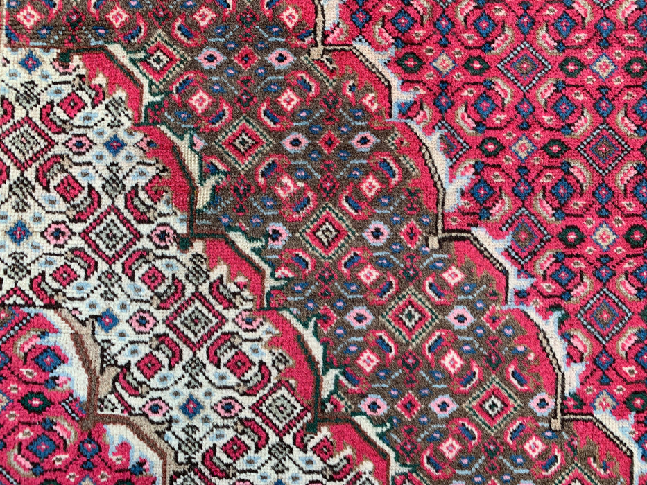 Handmade Persian Wool Area Rug 7x10 - Red, Brown & Ivory Vintage Medallion Persian Style Rug - Exact Size 9'2" x 6'0" - KBHM-735
