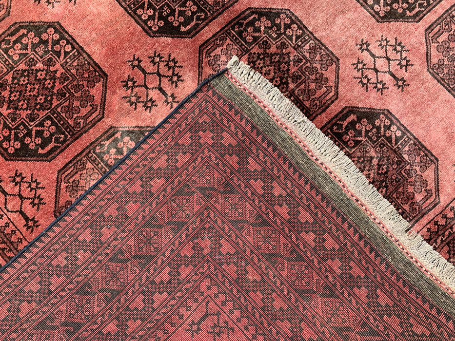 Handmade Persian Wool Area Rug 7x10 - Rose & Brown Tribal Geometric Medallion Persian Style Rug - Exact Size 7'9" x 6'8" - KBHM-736