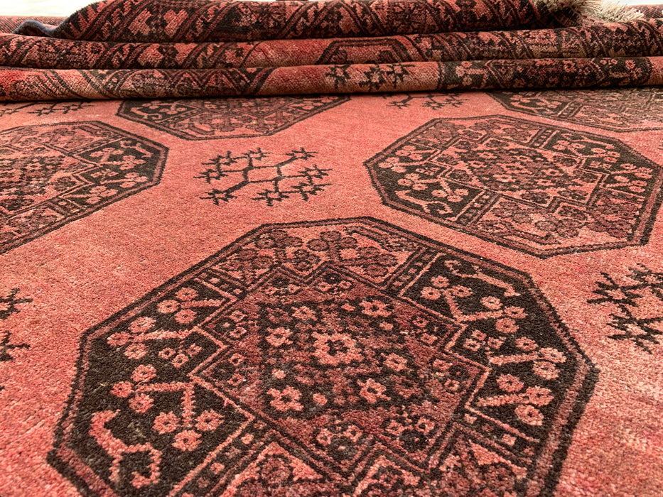 Handmade Persian Wool Area Rug 7x10 - Rose & Brown Tribal Geometric Medallion Persian Style Rug - Exact Size 7'9" x 6'8" - KBHM-736