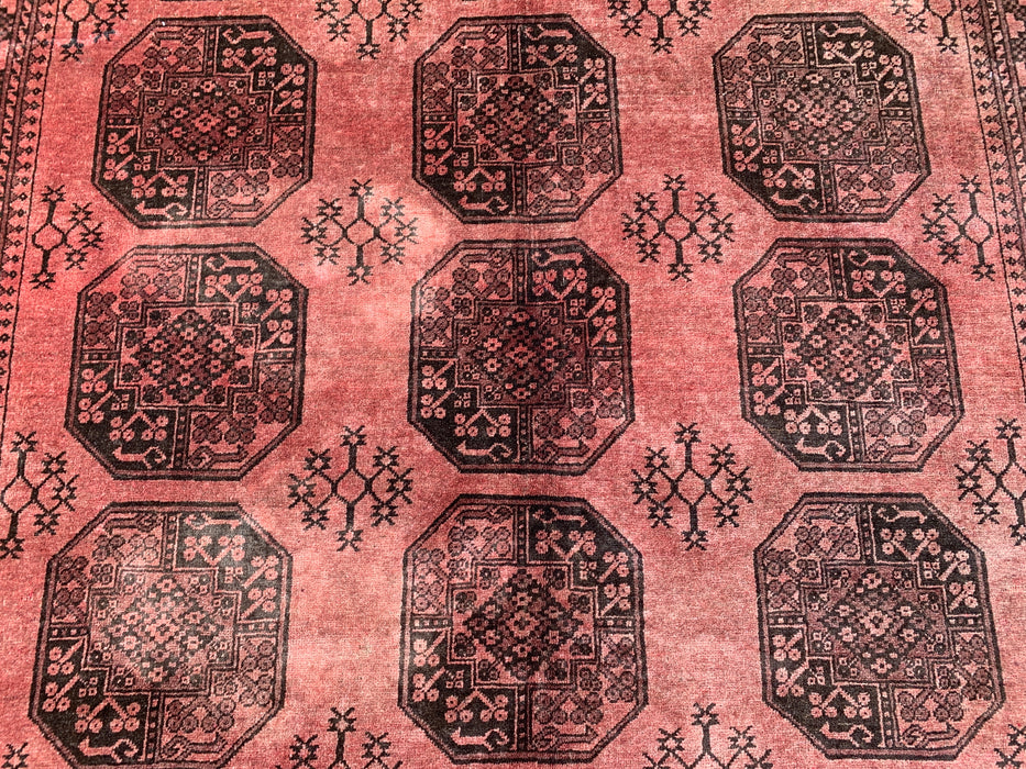 Handmade Persian Wool Area Rug 7x10 - Rose & Brown Tribal Geometric Medallion Persian Style Rug - Exact Size 7'9" x 6'8" - KBHM-736