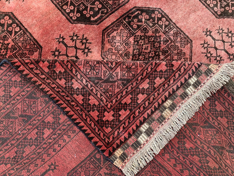 Handmade Persian Wool Area Rug 7x10 - Rose & Brown Tribal Geometric Medallion Persian Style Rug - Exact Size 7'9" x 6'8" - KBHM-736