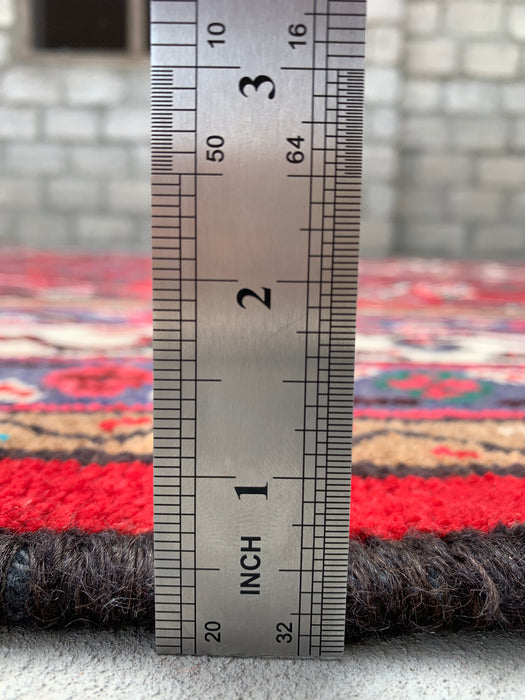 Handmade Persian Wool Area Rug 7x10 - Red, Ivory & Navy Tribal Medallion Persian Style Rug - Exact Size 9'10" x 6'11" - KBHM-737