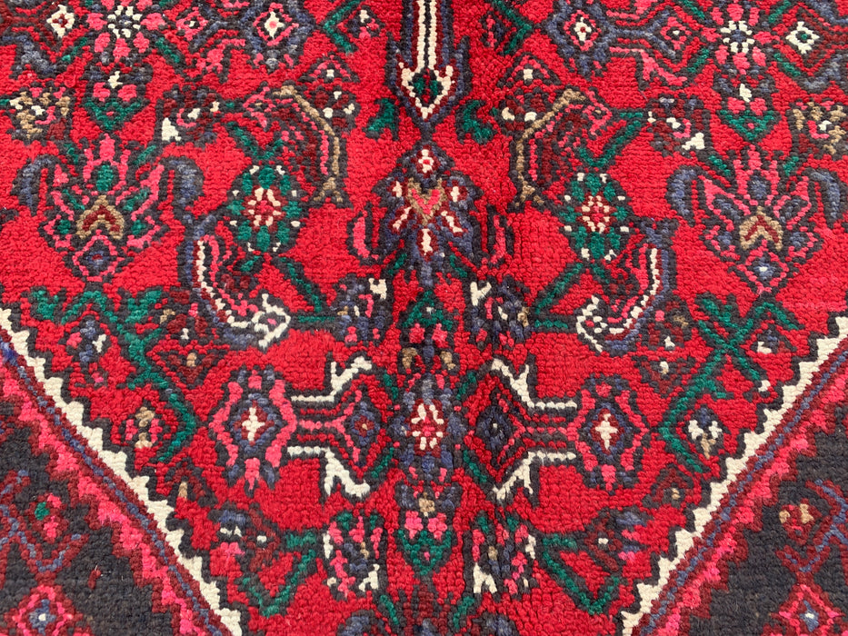 Handmade Persian Wool Area Rug 7x10 - Red, Ivory & Navy Tribal Medallion Persian Style Rug - Exact Size 9'10" x 6'11" - KBHM-737