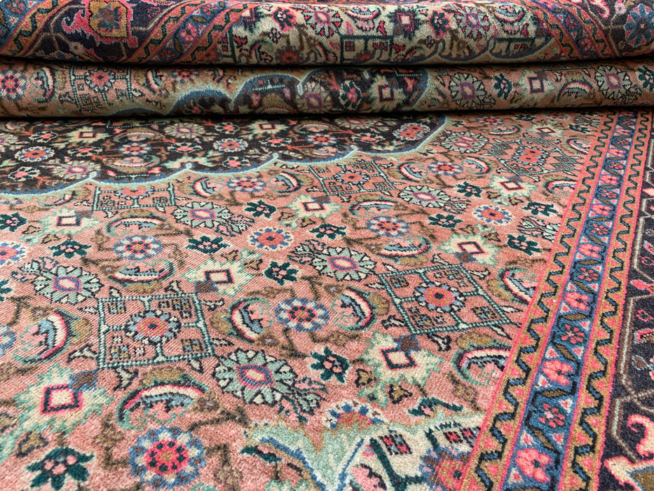 9'4" x 6'1" Hand-Knotted Persian Wool Rug – Beige, Taupe & Soft Rose Vintage Medallion Design – KBHM-738