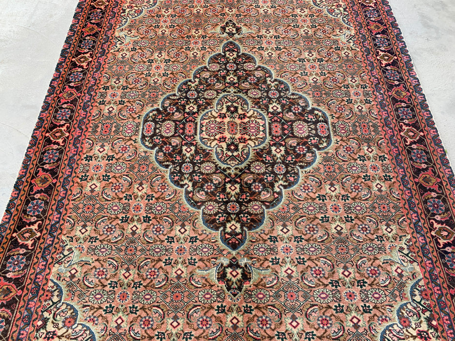 9'4" x 6'1" Hand-Knotted Persian Wool Rug – Beige, Taupe & Soft Rose Vintage Medallion Design – KBHM-738