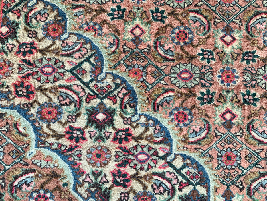 9'4" x 6'1" Hand-Knotted Persian Wool Rug – Beige, Taupe & Soft Rose Vintage Medallion Design – KBHM-738