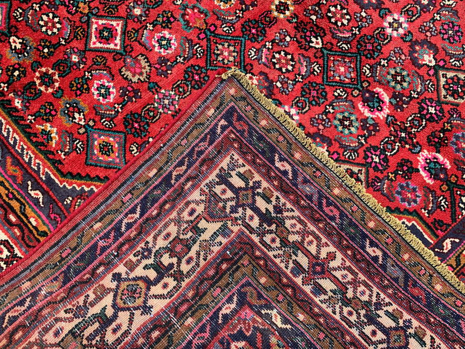Handmade Persian Wool Area Rug 7x10 - Red, Navy & Ivory Floral Medallion Persian Style Rug - Exact Size 9'10" x 6'10" - KBHM-739