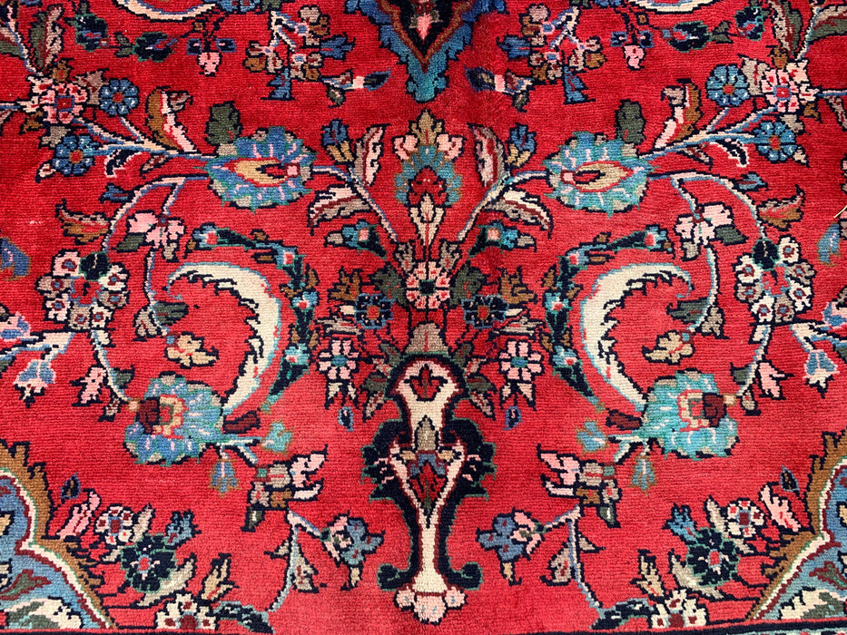 Handmade Persian Wool Area Rug 7x10 - Red, Navy & Ivory Floral Medallion Persian Style Rug - Exact Size 10'5" x 6'8" - KBHM-746