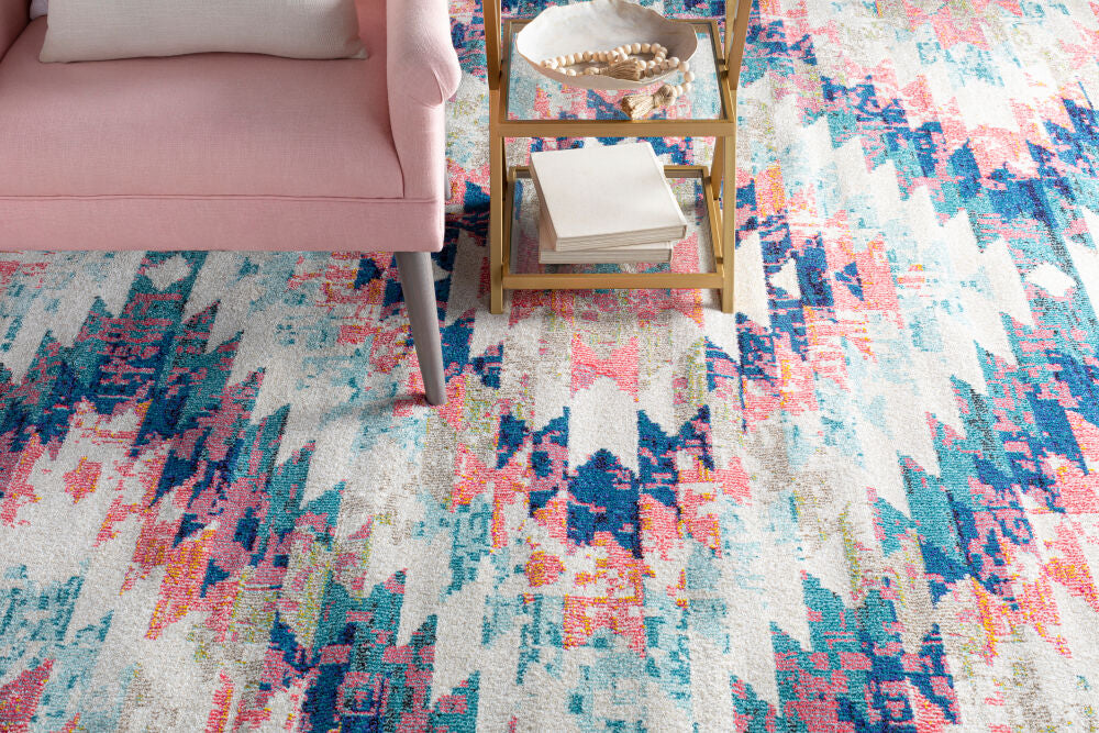 Anika Machine Woven Rug — Pink / Navy | ANI-1037