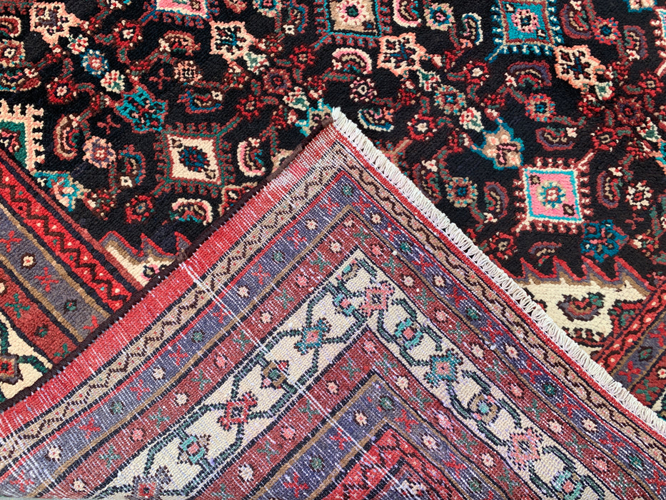 Handmade Persian Wool Area Rug 7x10 - Navy, Red & Ivory Floral Medallion Persian Style Rug - Exact Size 9'8" x 7'0" - KBHM-748