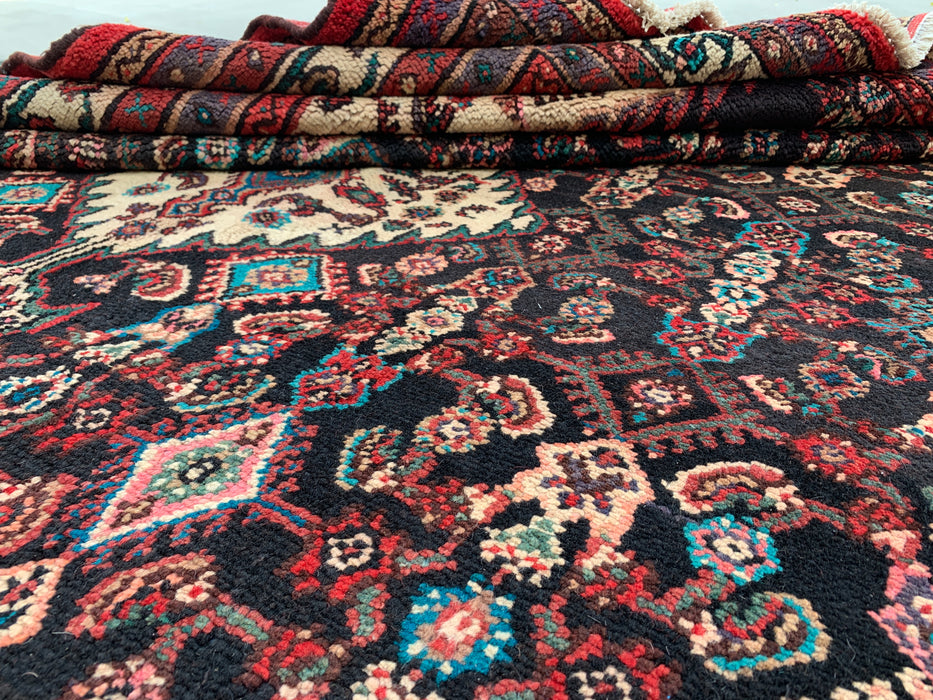 Handmade Persian Wool Area Rug 7x10 - Navy, Red & Ivory Floral Medallion Persian Style Rug - Exact Size 9'8" x 7'0" - KBHM-748