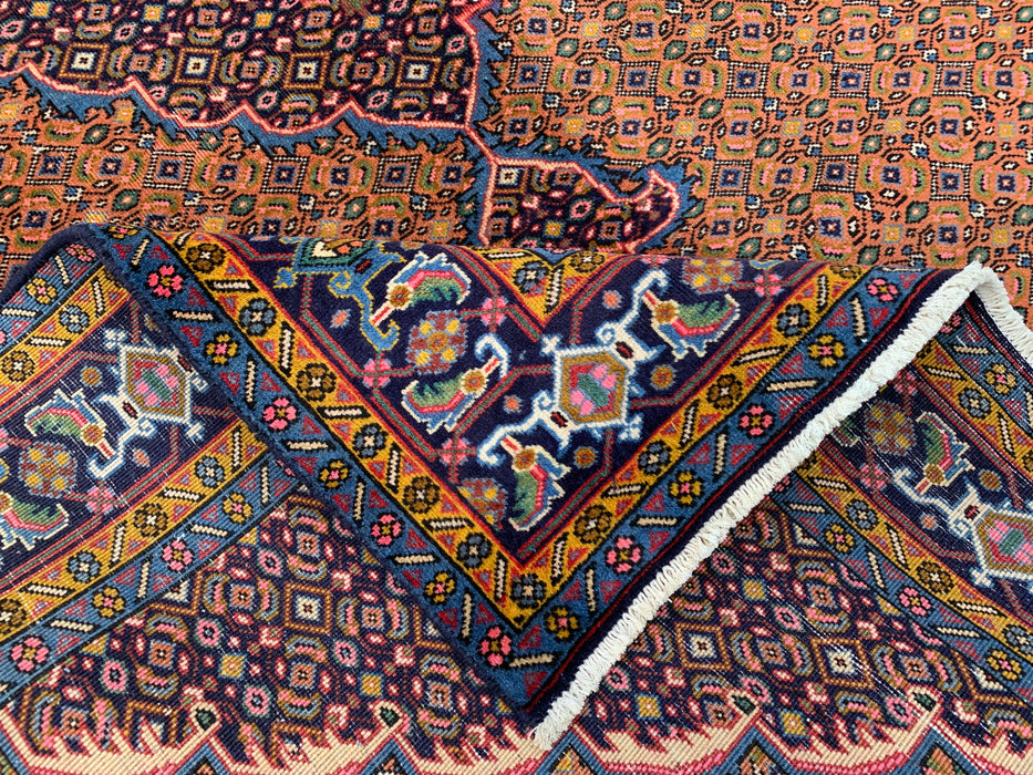 Handmade Persian Wool Area Rug 7x10 - Rose, Navy & Ivory Vintage Medallion Persian Style Rug - Exact Size 9'11" x 6'4" - KBHM-753