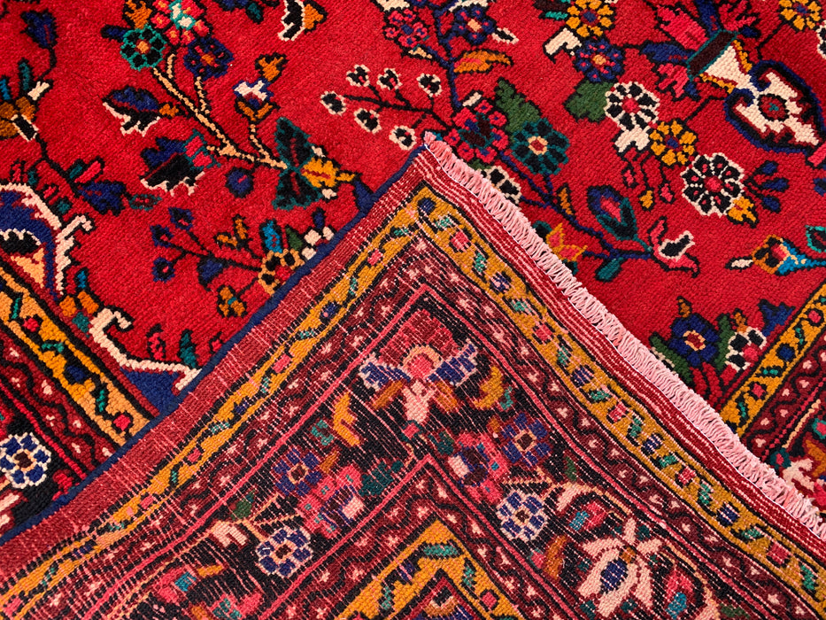 10'4" x 7'1" Hand-Knotted Persian Wool Rug – Red, Navy & Ivory Floral Medallion Design – KBHM-754