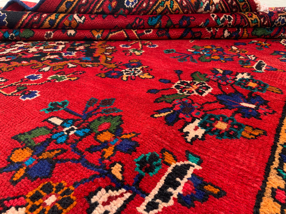 10'4" x 7'1" Hand-Knotted Persian Wool Rug – Red, Navy & Ivory Floral Medallion Design – KBHM-754