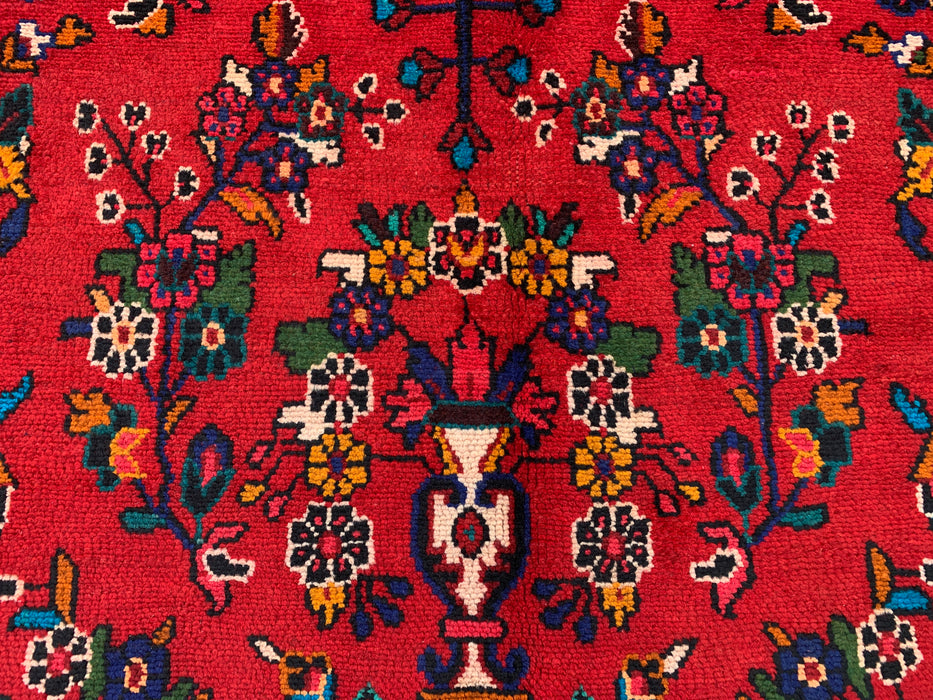 10'4" x 7'1" Hand-Knotted Persian Wool Rug – Red, Navy & Ivory Floral Medallion Design – KBHM-754