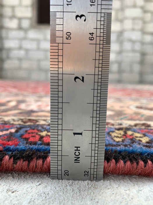 Handmade Persian Wool Area Rug 7x10 - Red, Brown & Ivory Vintage Medallion Persian Style Rug - Exact Size 9'7" x 6'2" - KBHM-755
