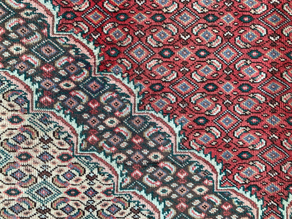 Handmade Persian Wool Area Rug 7x10 - Red, Brown & Ivory Vintage Medallion Persian Style Rug - Exact Size 9'7" x 6'2" - KBHM-755